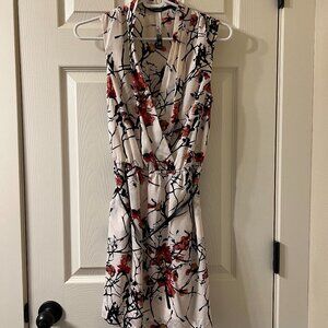 Kensie Japanese Cherry Blossom Tree Floral Print Dress with Pockets Size Small